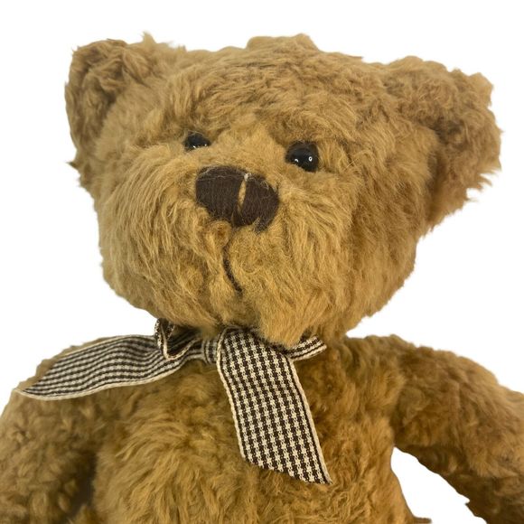 Russ Berrie Langley Teddy Bear Plush Stuffed Animal Soft Toy 11” Houndstooth Bow - Picture 2 of 7